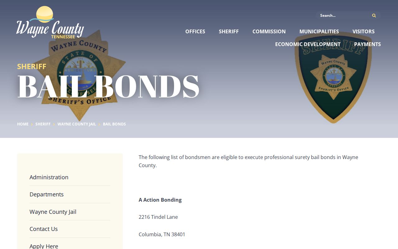 Wayne County warrant records reference, sheriff's eligible bond provider list