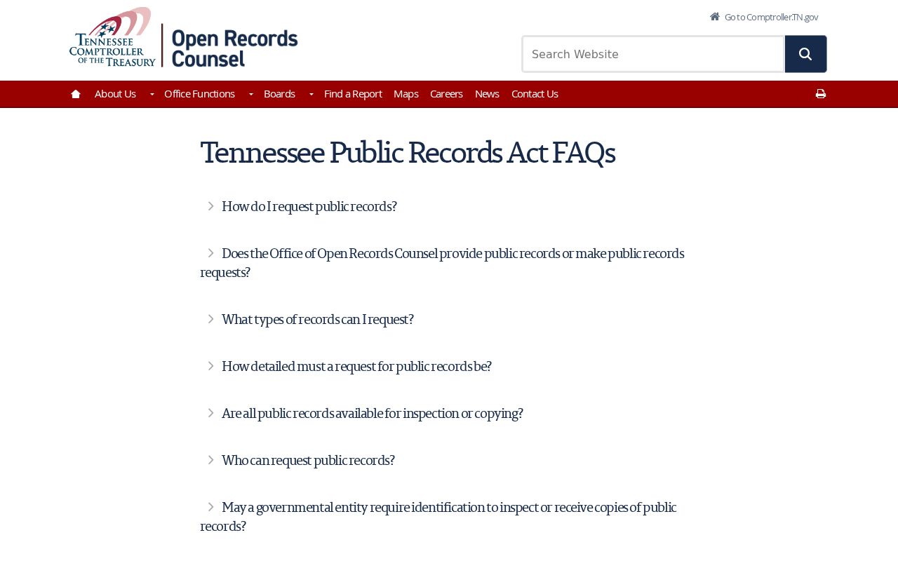 Wayne County arrest warrant records request reference, Tennessee Public Records Act FAQ