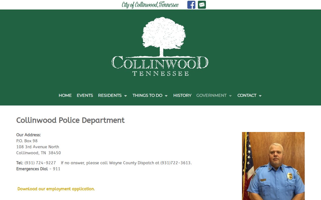 Wayne County municipal warrant records reference, Collinwood Police contact and dispatch fallback