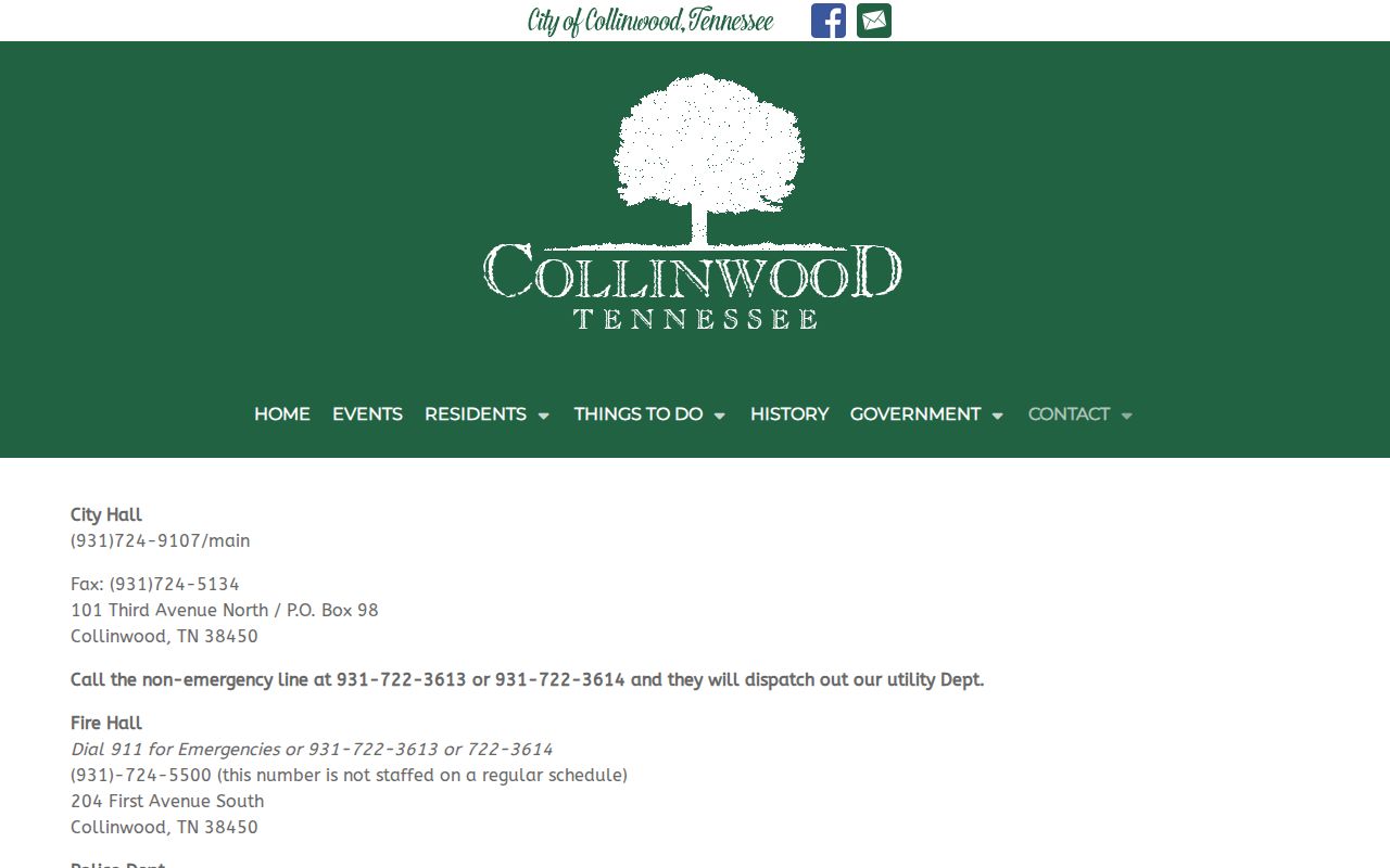 Collinwood warrant records reference, official city and police contact directory